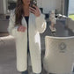 LARASFASHION WHITE LONG SOFT PIPED CARDI