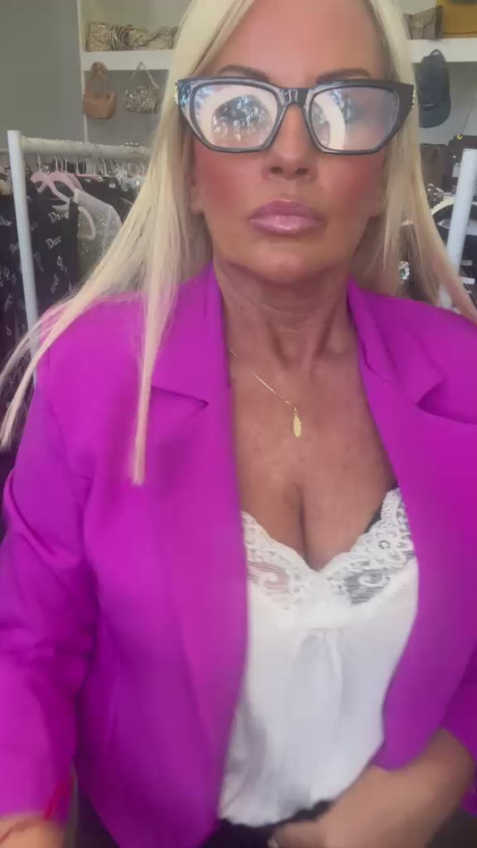 Tuxedo Crop Jacket Magenta