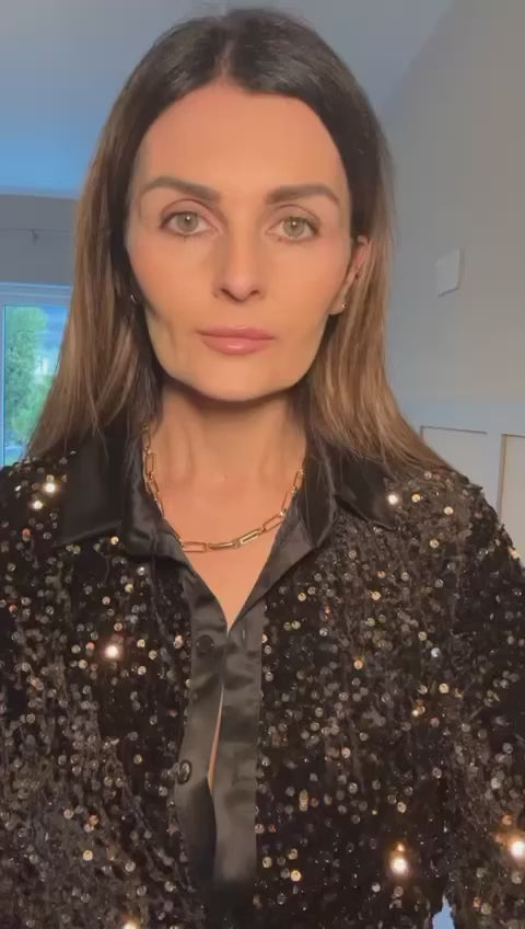 SEQUIN SPARKLE GOLD & BLACK BLOUSE