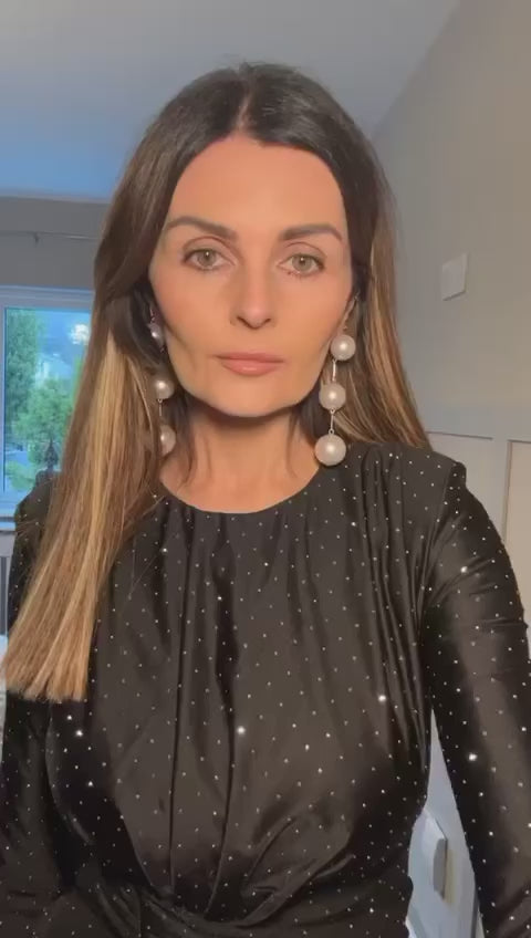 LARASFASHION LONG BLACK SPARKLE DRESS