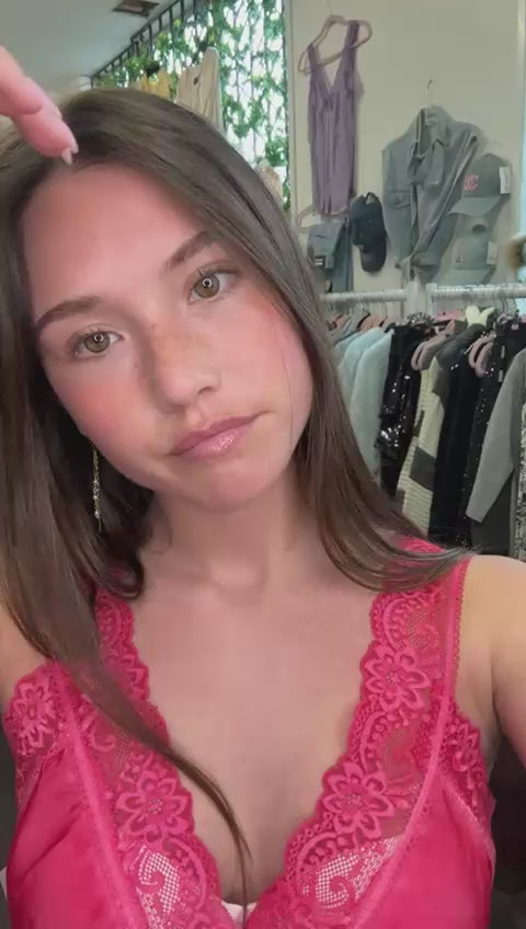 Raspberry Lace Silk Cami Top