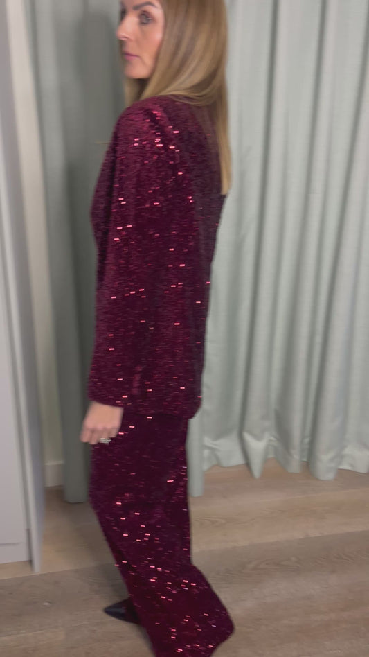 SEQUIN BURGANDY BLAZER