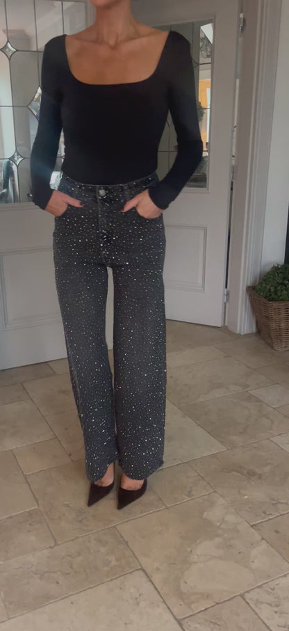 Crystal Sparkle Wideleg Jeans