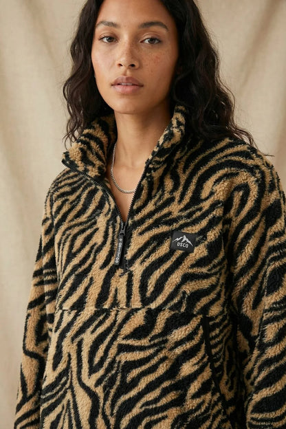 USCO Tiger Print Striped Fleece