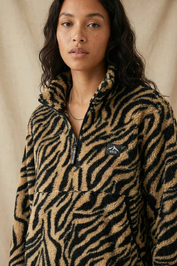 USCO Tiger Print Striped Fleece