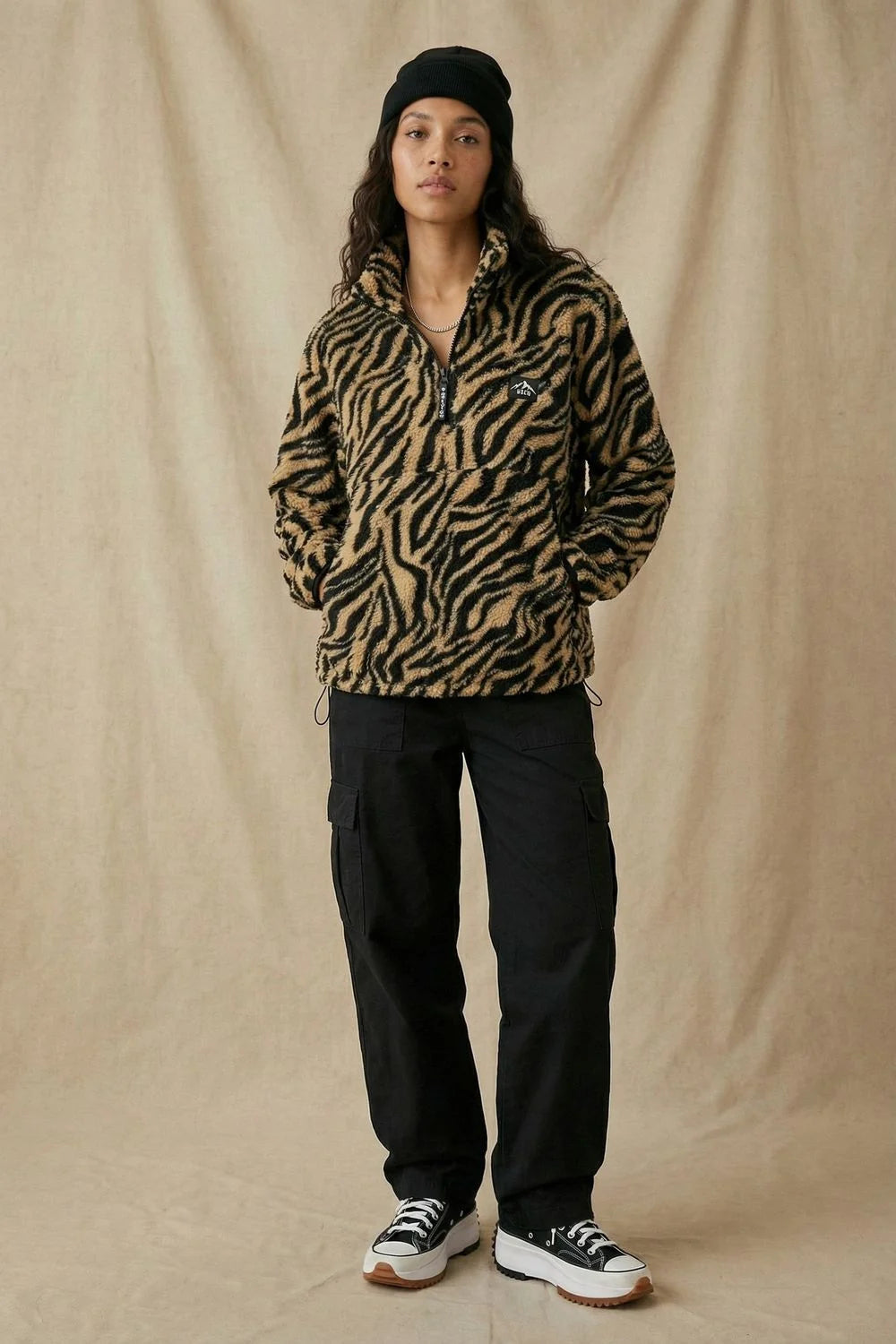 USCO Tiger Print Striped Fleece