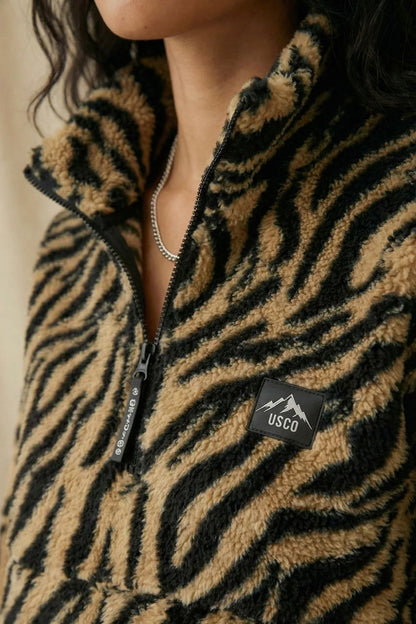 USCO Tiger Print Striped Fleece