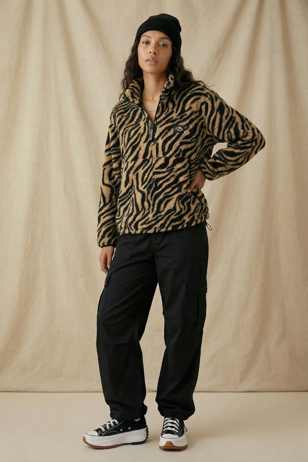 USCO Tiger Print Striped Fleece