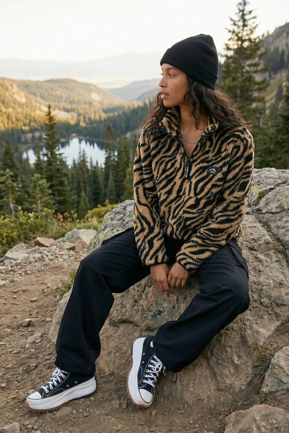 USCO Tiger Print Striped Fleece