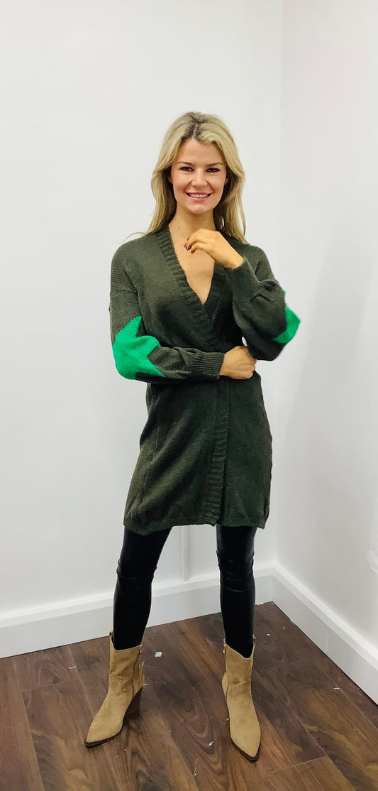 LARASFASHION STAR CARDI OLIVE