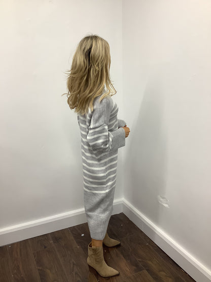 LARASFASHION GREY STRIPE JUMPER DRESS