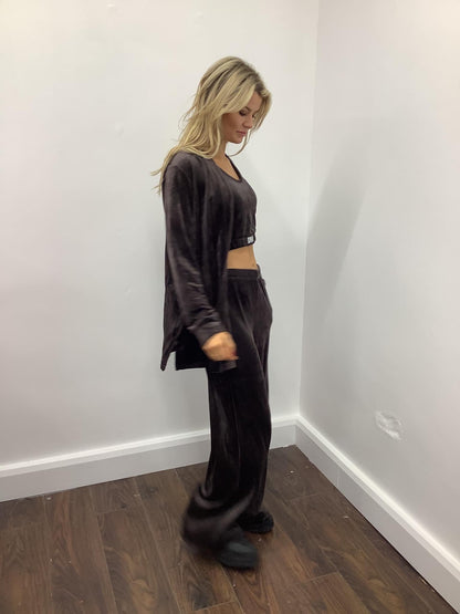 DKNY VELOUR LUXE 3 PIECE  JAVA SUIT