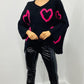 LARASFASHION HEART KNIT BLACK