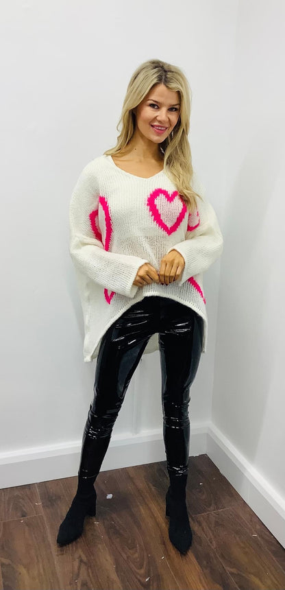 LARASFASHION HEART KNIT BLACK